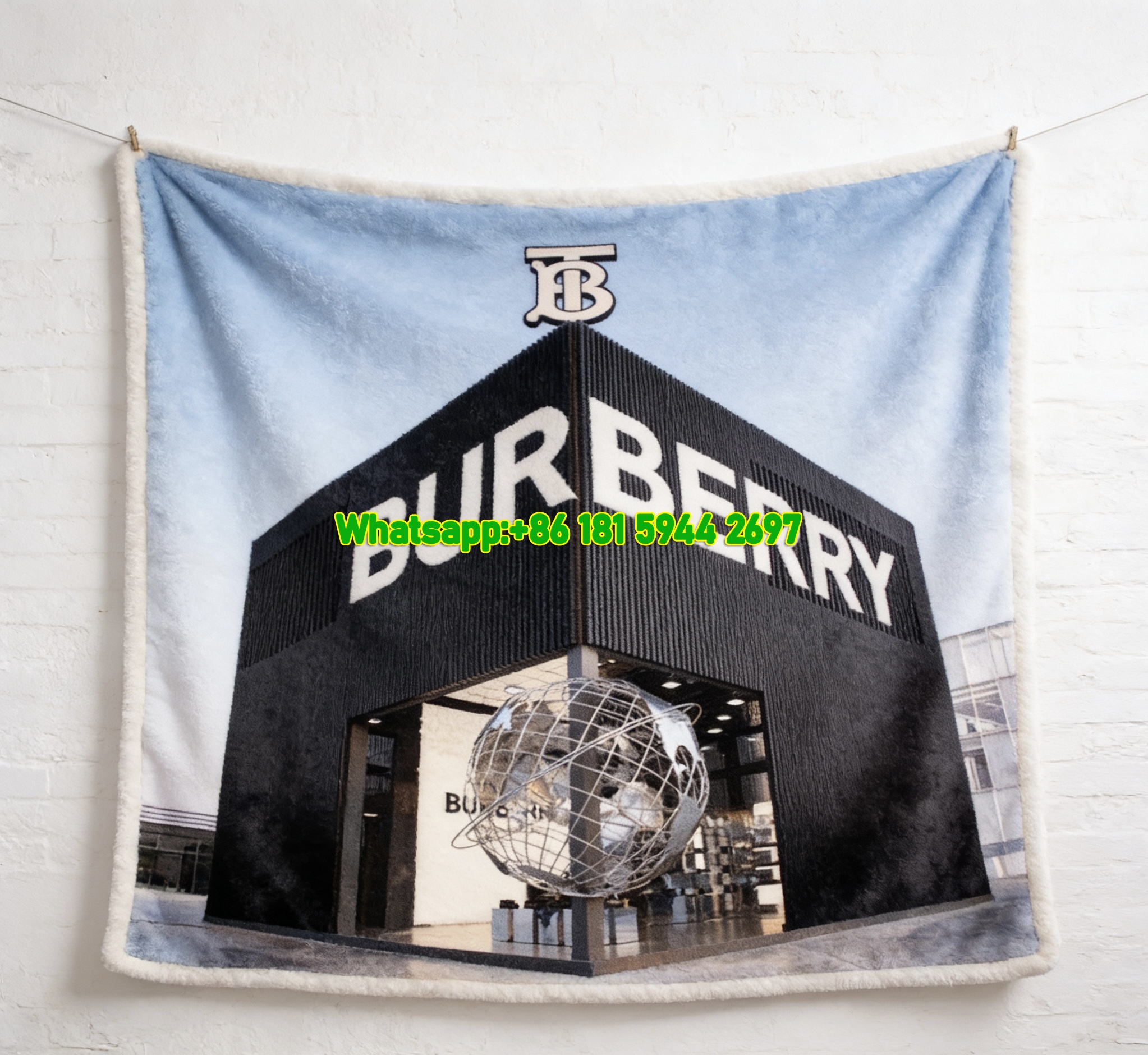 Burberry TB Monogram Popup Store Print Flannel Sofa Throw Blanket B082